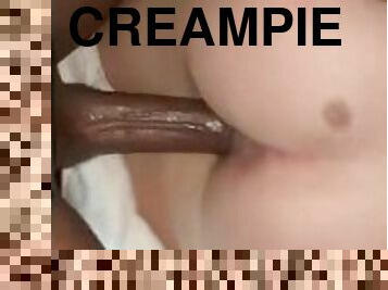 orgasme, pussy, amatør, stor-pikk, interracial, milf, hardcore, creampie, par, cum