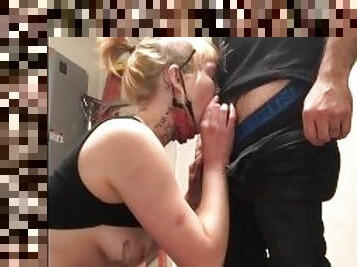 Blowjob Break in the Employee Bathroom (HIGH RISK PUBLIC!!)