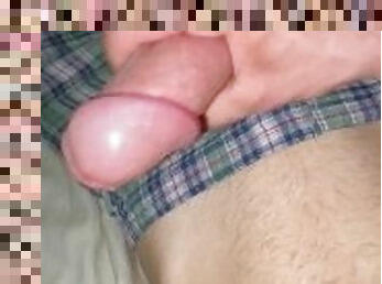 Bi college student jerks off with his boxers on