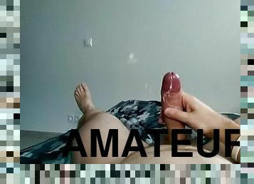 onani, amatør, cumshot, stor-pikk, tysk, handjob, cum, alene, pikk