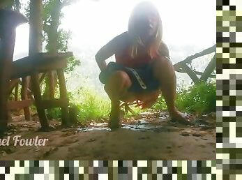 Shameless girl peeing on floor in a camp restaraunt - Angel Fowler