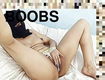 Hijab Wearing Hot Girlfriend Naked Dance While Showing Long Nippled Boobs And Fingering