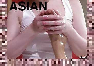 Asian lesbian made masseuse cum