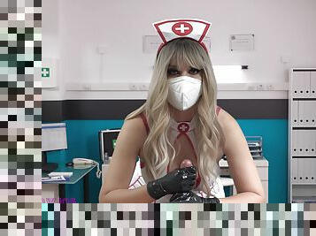 Nurse Performs Professional Handjob To Restless Patient Using Secret Lubricant !