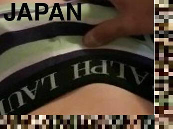 Rubbing my dick over underwear, Japanese dick bulge