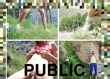 bañando, extremo, al-aire-libre, meando, público, recopilación, bragas, ángel, ducha