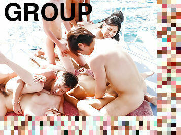 Group porn in outdoors for juist Hikari