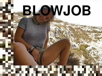 My hot teen girlfriend gave me an amazing blowjob on the top of a greek mountain!