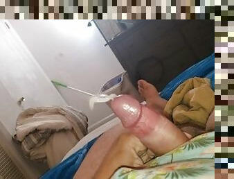 Quick self handjob with messy cumshot. A lot of cum