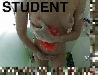 bading, onani, offentlig, pussy, student, dusj