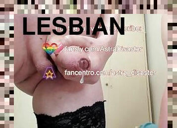 Transbian and lesbian next door sucking girldick on camera