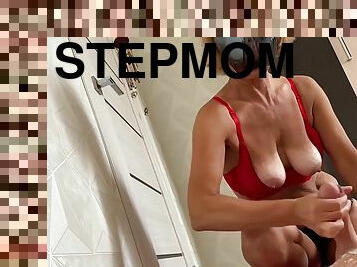 Stepmom Masturbating Stepsons Cock Candle Waxing Milking Handjob