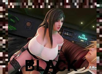 Tifa with big tits enjoying a big black cock in a 3D animation