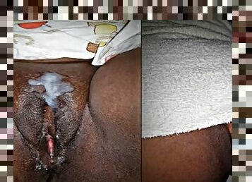 BLACK WOMAN WITH BIG ASS MOANING WITH PLEASURE AND RECEIVING A GENEROUS PORTION OF CUM IN HER BLACK