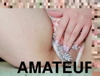 masturbation, fitta-pussy, amatör, trosor, ensam, vått, retande