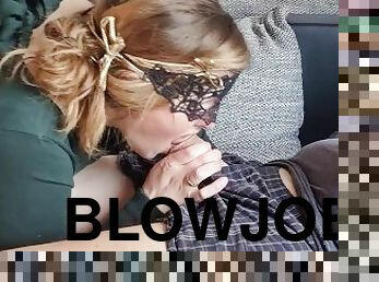 Cute girl tries to make good blowjob and handjob and gets cum load onto her face - ENFJandINFP