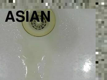 asiatisk, pissing, amatør, japansk, fetisj, alene