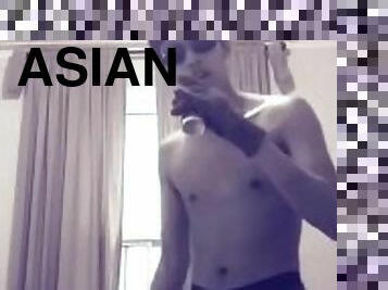 Slim Asian Teen Hiding a Bottle in his Underwear
