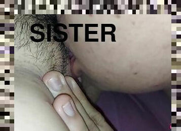 Eating my stepsister's pussy