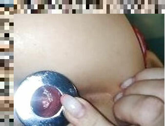 Look inside her ass, butt plug