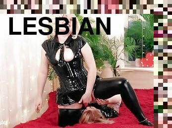 Lesbian kinky BDSM fetish sex free video with dildo gag and pussy fuck Arya Grander