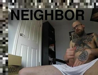 I think my neighbor was watching through the window! Intense tattooed male solo masturbation