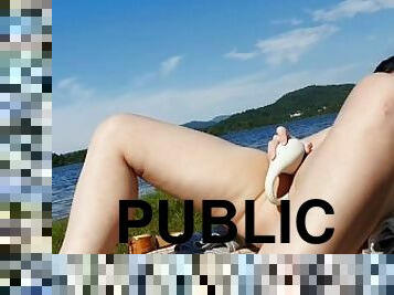 Slutty teen squirts at public beach!