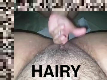 Gf finger fucks my fat hairy pussy