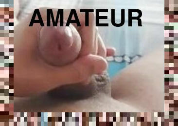 amatør, cumshot, stor-pikk, handjob, sperm, alene, pikk