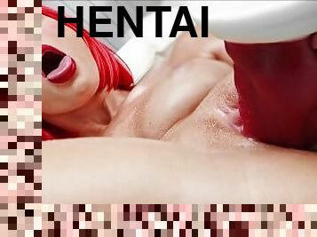 Real Life Hentai - Alya Stark fingering herself with Dildo fuck, Creampie and Ahegao