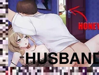[Uncensored] Husband Watches TV While Wife Fucks Neighbor [Hentai]