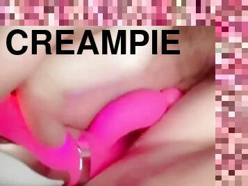 pawg plays with pretty pink pussy using pink rabbit dildo