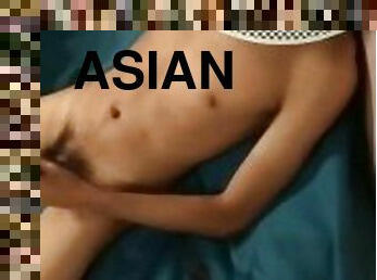 asiatisk, onani, amatør, cumshot, tenåring, handjob, søt, alene, filipinsk