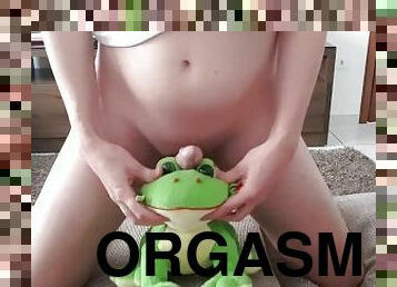 Masturbating with my little froggy toy