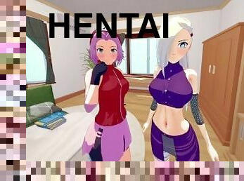 HOT FOURSOME WITH SAKURA AND INO - NARUTO BORUTO PORN