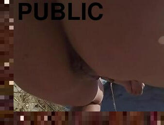 nudist, pissing, offentlig, pussy, squirt, kamera, strand, voyeur, perfekt