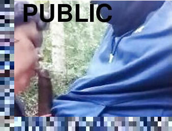 Fat latina sucking dick in the woods