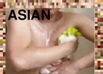 asiatisk, feit, onani, amatør, stor-pikk, homofil, bbw, runking, cum, dusj