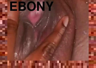 onani, pussy, amatør, ebony, handjob, svart, alene, barbert