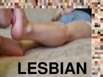 lesbiana, esclava, pies, fetichista, amante, dominación, chupando, dedos-de-los-pies