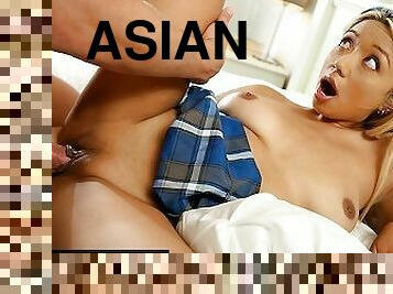 asiatisk, pussy, skolejente, lærer, blowjob, stor-pikk, tenåring, deepthroat, creampie, cum