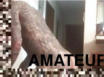 amatør, eldre, cumshot, stor-pikk, leke, cum, webkamera, alene, muskuløs, tattoo