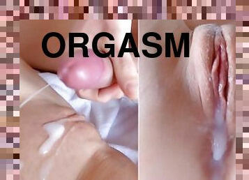 orgasm, fitta-pussy, cumshot, gigantisk-kuk, creampie, dubbel, sprut, fantasi, vått