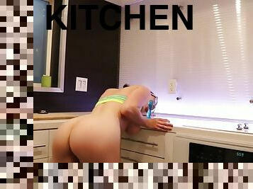 Ah test out new toy on kitchen counter pov