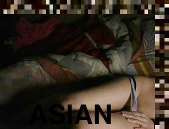 asiatisk, masturbation, brudar, petit, fetisch, ben, retande