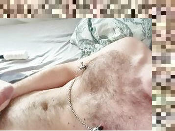 Handsome n hairy dad gtn horny  - verbal - moan - nipple play