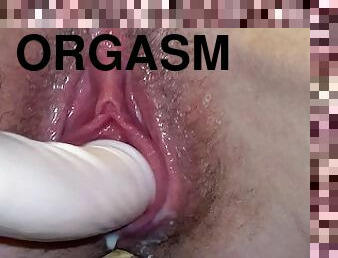 berambut, mastubasi, orgasme, vagina-pussy, muncrat, mainan, sperma, ketat, cantik, putih