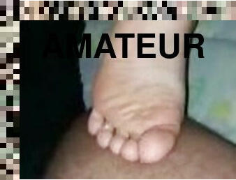 amatør, cumshot, handjob, par, føtter, pov, fetisj