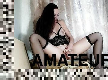 masturbación, coño-pussy, amateur, anal, babes, juguete, medias, lencería, bonita, consolador