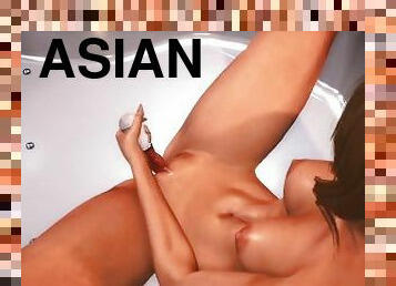 3D Asian girl masturbates in the jacuzzi in the middle of the bar part 3